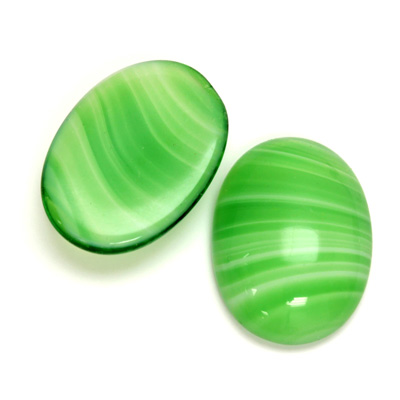 Glass Medium Dome Cabochon - Oval 25x18MM PORPHYR GREEN