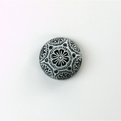 Glass Flat Back Mosaic Top Stone Round 14MM WHITE on BLACK