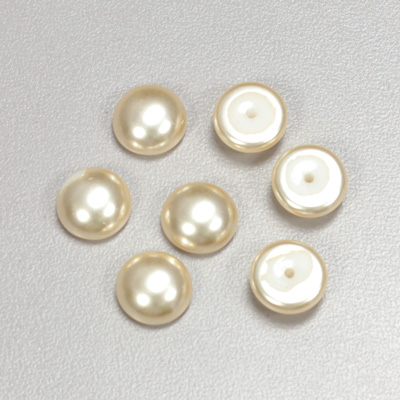 Glass Medium Dome Pearl Dipped Cabochon - Round 10MM CREME
