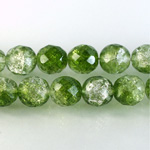 Czech Glass Fire Polish Bead - Round 10MM CRASHED GREEN