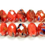 Chinese Cut Crystal Millefiori Bead - Rondelle 12MM RED