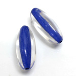 Plastic Bead - Color Lined Smooth Beggar 29x12MM CRYSTAL BLUE LINE