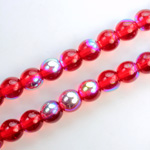 Czech Pressed Glass Bead - Smooth Round 08MM RUBY AB