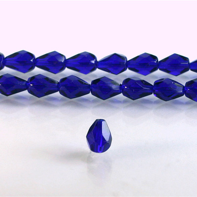 Czech Glass Fire Polish Bead - Pear 08x6MM COBALT