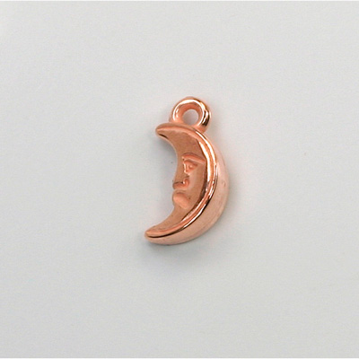 Metalized Plastic Pendant- Moon 16x8MM COPPER