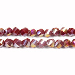 Chinese Cut Crystal Bead - Helix Twisted 04MM DK RED AB