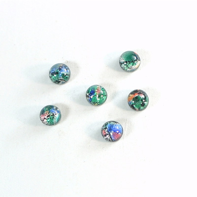 Glass Medium Dome Lampwork Cabochon - Round 05MM BLACK MULTI OPAL (04460)