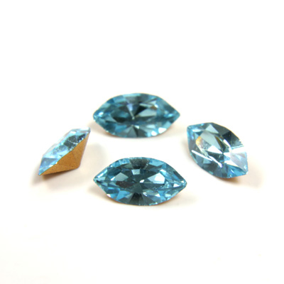 Preciosa Crystal Point Back Fancy Stone - Navette 08x4MM AQUA BOHEMICA