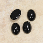 Glass Medium Dome Opaque Cabochon - Oval 14x10MM JET