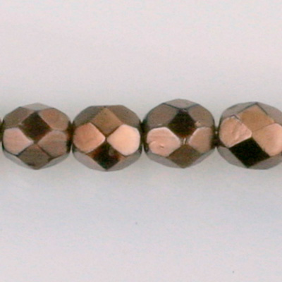 Czech Glass Pearl Faceted Fire Polish Bead - Round 08MM DARK BROWN 70419