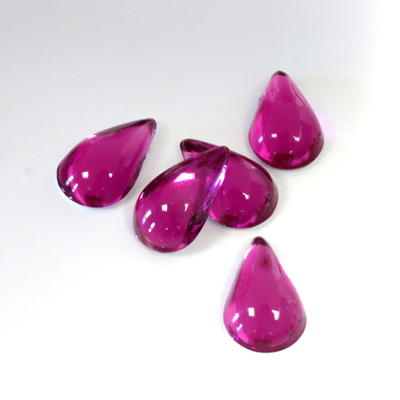 Plastic Flat Back Foiled Cabochon - Pear 13x9MM FUCHSIA