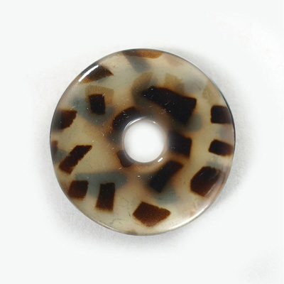 Plastic  Bead - Mixed Color Smooth Round Donut 30MM WHITE TORTOISE