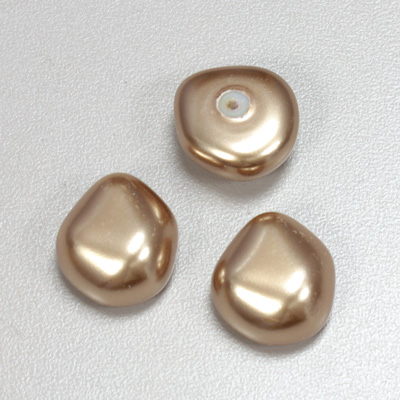 Glass Cabochon Baroque Top Pearl - Potato 18x16MM LT BROWN