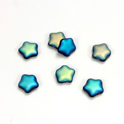 Czech Pressed Glass Bead - Star 08MM MATTE JET AB