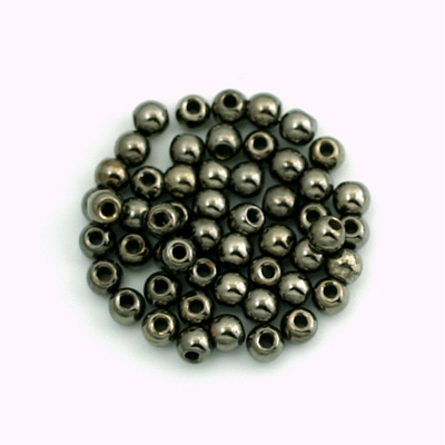 Metalized Plastic Smooth Bead - Round 03MM HEMATITE