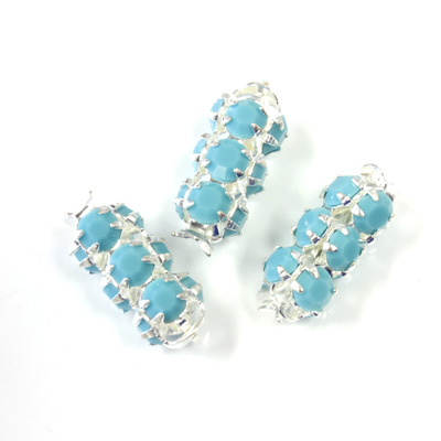 Preciosa Rhinestone Rondelle Crystal Tubes 16x7MM TURQUOISE/SILVER