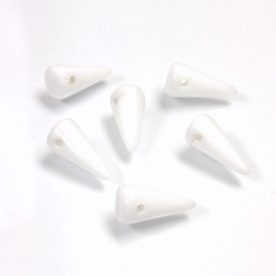 Czech Pressed Glass Bead - Smooth Spike 05x10MM WHITE