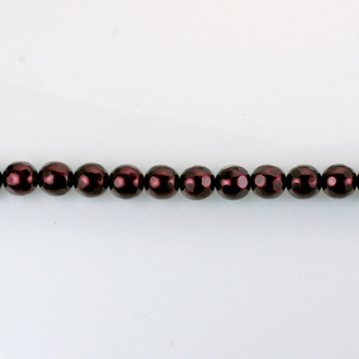 Czech Glass Pearl Bead - Round Faceted Golf 4MM GARNET 70499