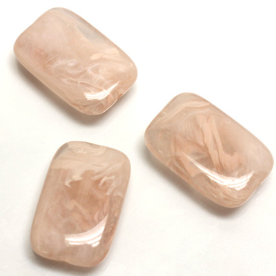 Plastic  Bead - Mixed Color Smooth Flat Rectangle 22x14MM LT ROSE QUARTZ