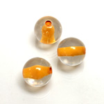 Plastic Bead - Color Lined Smooth Large Hole - Round 14MM CRYSTAL CARAMEL LINE