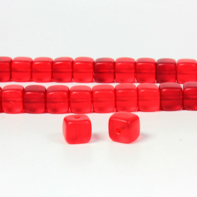 Czech Pressed Glass Bead - Cube 05x7MM MATTE RUBY