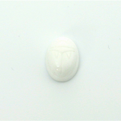 German Plastic Flat Back Scarab - Oval 14x10MM WHITE