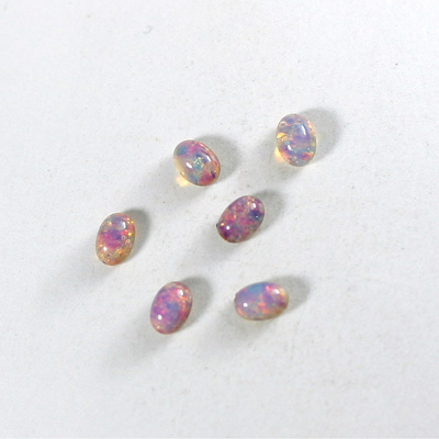 Glass Medium Dome Lampwork Cabochon - Oval 06x4MM FIRE OPAL (01003)