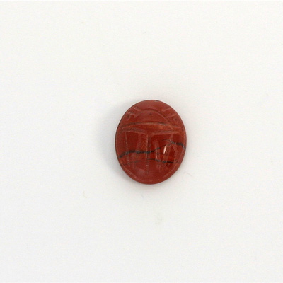 Gemstone Flat Back Carved Scarab 12x10MM RED JASPER