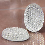 Plastic Flat Back Foiled Stone with Pave Top - Oval 25x18MM CRYSTAL