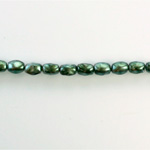 Czech Glass Pearl Bead - Freshwater Oval 6x4MM PATINA GREEN 84198