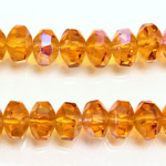 Czech Glass Fire Polished Bead - Rondelle Disc 8x6MM TOPAZ AB