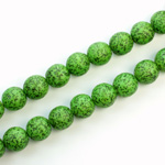 Czech Pressed Glass Bead - Smooth Round 08MM VOLCANIC COATED DK GREEN