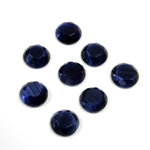 Fiber-Optic Flat Back Stone with Faceted Top and Table - Round 07MM CAT'S EYE BLUE