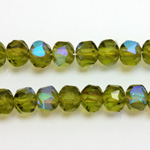 Czech Glass Fire Polished Bead - Rondelle Disc 6x5MM OLIVINE AB