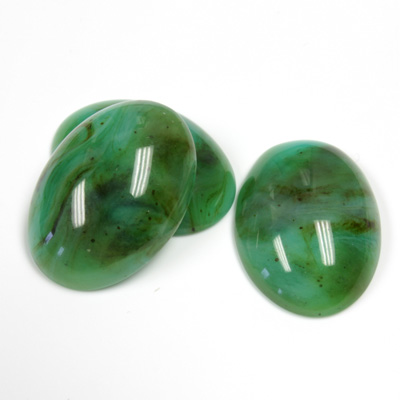 Italian Plastic Flat Back Cabochon - Oval 25x18MM JADE MATRIX SWIRL (3982)