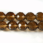 Czech Glass Fire Polish Bead - Round 12MM SMOKE TOPAZ