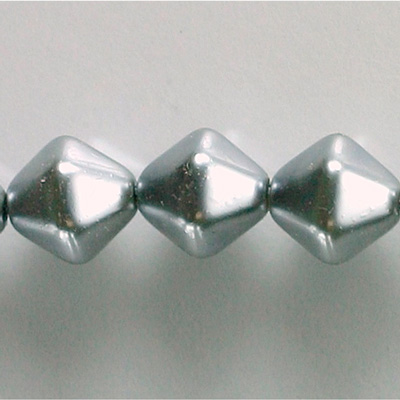 Czech Glass Pearl Bead - Hex/Lantern 12MM LT GREY 70483