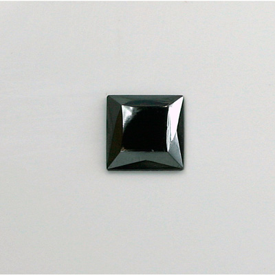 Czech Glass Flat Back Rose Cut Stone - Square 10x10MM HEMATITE Metallic Coated