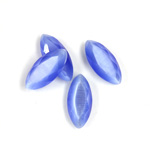 Fiber-Optic Flat Back Stone with Faceted Top and Table - Navette 15x7MM CAT'S EYE LT BLUE