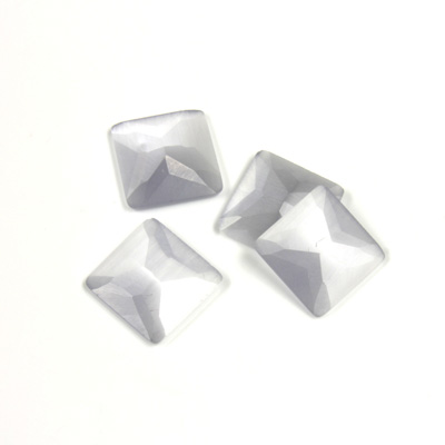 Fiber-Optic Flat Back Stone - Faceted checkerboard Top Square 10x10MM CAT'S EYE LT GREY