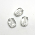 Plastic Bead - Color Lined Smooth Flat Keg 13x10MM CRYSTAL WHITE LINE