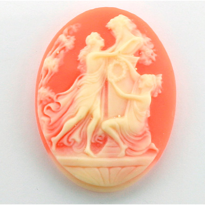 Plastic Cameo - Women Wreaths at Altar Oval 40x30MM IVORY ON CORNELIAN