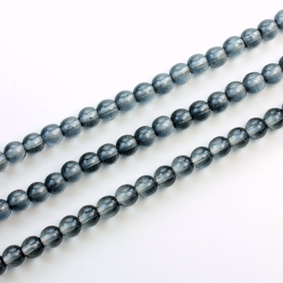 Czech Pressed Glass Bead - Smooth 2-Tone Round 04MM COATED GREY-CRYSTAL 69011