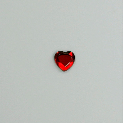 Glass Flat Back Rose Cut Fancy Foiled Stone  - Heart 06MM RUBY