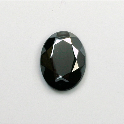 Glass Flat Back Rose Cut Faceted Stone - Oval 18x13MM HEMATITE Coated