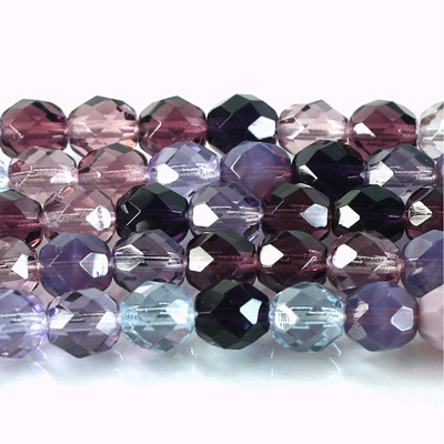 Czech Glass Fire Polish Bead - Round 08MM PURPLE MIX