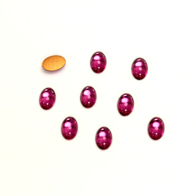 Glass Medium Dome Foiled Cabochon - Oval 06x4MM FUCHSIA