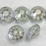 Chinese Cut Crystal Bead Side Drilled Coin - Round 12MM MATTE GREEN LUMI