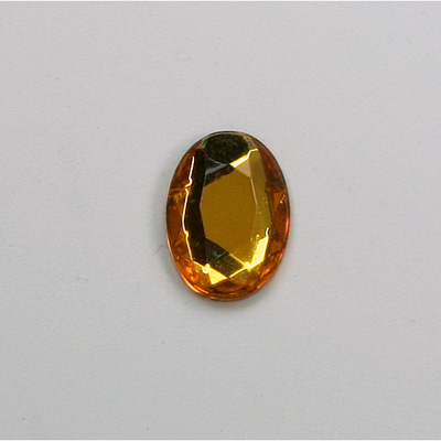 Glass Flat Back Rose Cut Faceted Foiled Stone - Oval 14x10MM TOPAZ