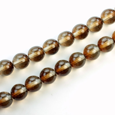 Czech Pressed Glass Bead - Smooth 2-Tone Round 08MM COATED BROWN-CRYSTAL 69012